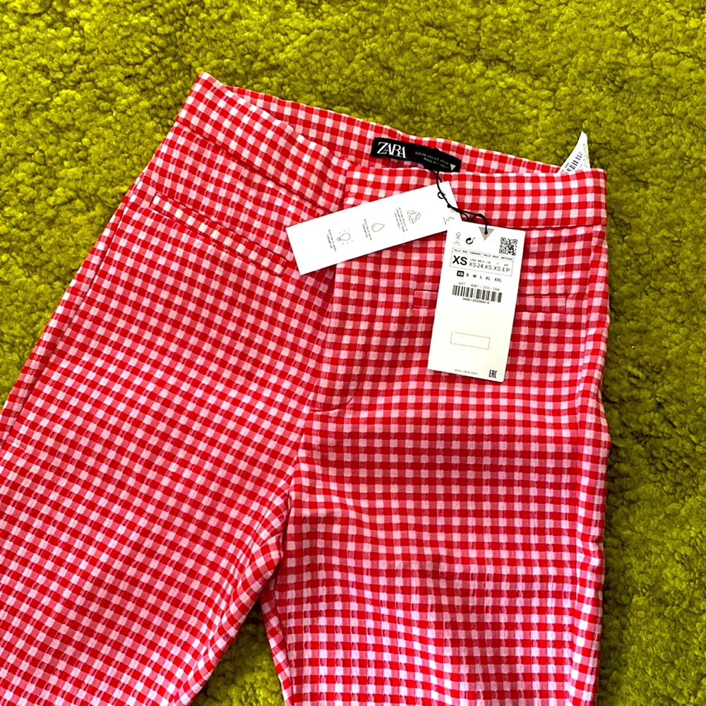 Zara gingham high waisted mini flare pants